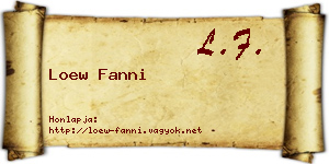 Loew Fanni névjegykártya